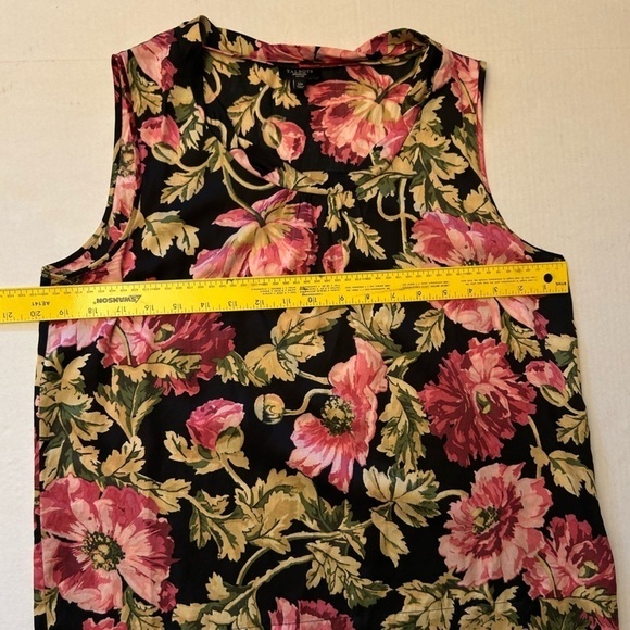 Talbots sleeveless floral silk cotton top Sz-12P. R10 - Picture 6 of 8